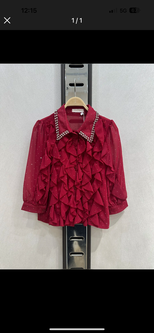 Camicia con rusched glitter