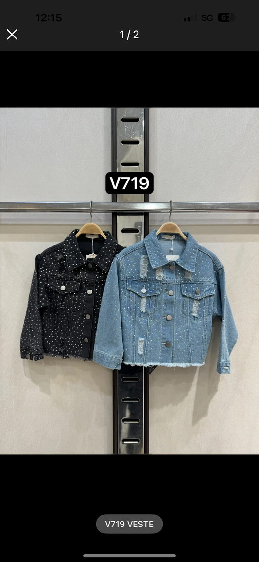 Giubbetto in denim glitter