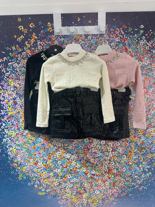 Cordinato ecopelle glitter